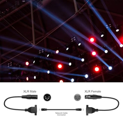 XMSJSIY XLR to RJ45 Adapter Cable DMX 5 Pin XLR Male &Female to RJ45 Female | Network Ethernet Connector Extension Cable Compatible with DMX-CON Controller Series, RGB Tube Light, Mixer - 30CM/11.8inch