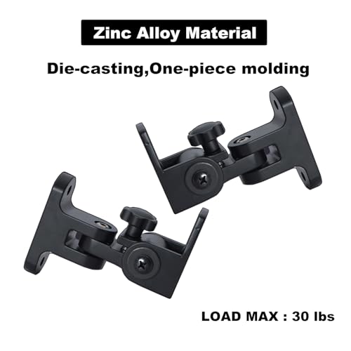 Speaker Wall Mount, Holds Up to 30lbs, Swivel and Tilt, 2 Packs | All Aluminum Wall Speaker Mount for Small Speakers, Compatible with JBL,Samsung, KEF, Klipsch, Sony and More, Black
