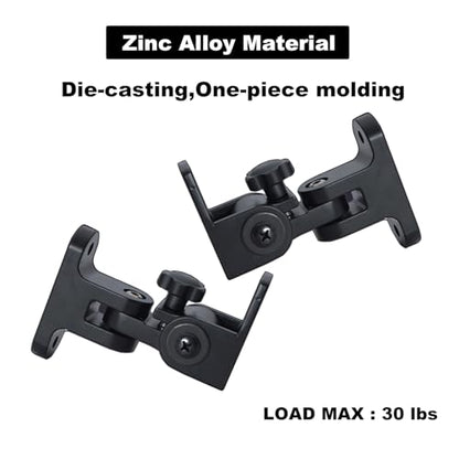 Speaker Wall Mount, Holds Up to 30lbs, Swivel and Tilt, 2 Packs | All Aluminum Wall Speaker Mount for Small Speakers, Compatible with JBL,Samsung, KEF, Klipsch, Sony and More, Black