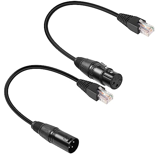 GELRHONR 3pin XLR to RJ45 Male Adapter Cable,XLR Female to RJ45 Network Connector Extension Cable Use Cat5 Ethernet for DMX-CON Controller Series-1.1Ft