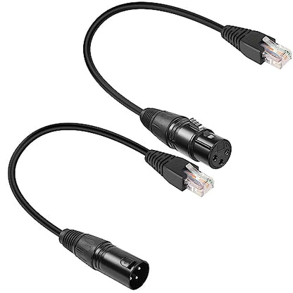GELRHONR 3pin XLR to RJ45 Male Adapter Cable,XLR Female to RJ45 Network Connector Extension Cable Use Cat5 Ethernet for DMX-CON Controller Series-1.1Ft
