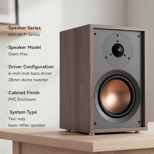 HiVi-Swans Oasis Max Passive Bookshelf Speakers, 2-Way HiFi Bookshelf Speakers for TV Desktop Stereo or Home Theater Surround Sound - Needs Amplifier or Receiver to Operate - style: Oasis Max