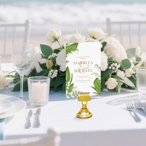 ERYTLLY 16 PK Place Card Holders 1.7 inches Table Card Holder Steel Card Holders for Weddings,Birthdays,Photos, Memo Notes, Restaurants (Gold) - color: Gold