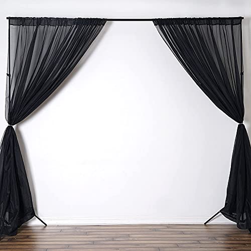 New Creations Fabric & Foam Inc, Fire Retardant/Resistant, Sheer/See Through Voile Chiffon Backdrop Drape Panel Room Divider, Pipe & Drape (2 Panels 5 Feet Wide x 9 Feet Long, Black) - color: Black, size: 2 Panels 5 Feet Wide x 9 Feet Long