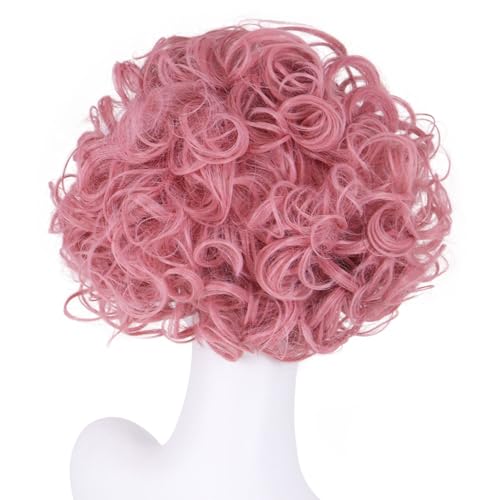Short Curly Pink Wigs for Women Pastel Retro Hairstyles Lolita Cosplay - color: Pink