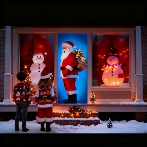 5ft x 9ft Holographic Rear Projection Screen for Christmas, Window Projector Screen Portable Foldable with Mounting Kit, Double Sided Hologram Illusion Video Projector Screen for Indoor Outdoor Use - size: 5ft W x 9ft H