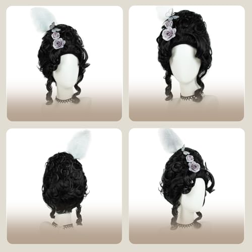 STfantasy 60s Beehive Wig – Pinup & Dragqueen Curly Wig for Women, Victorian Hair Style, Dramatic Volume, Flirty Curls, Party & Costume Essential, Heat Resistant Fiber(Black) - color: Black