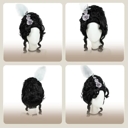 STfantasy 60s Beehive Wig – Pinup & Dragqueen Curly Wig for Women, Victorian Hair Style, Dramatic Volume, Flirty Curls, Party & Costume Essential, Heat Resistant Fiber(Black) - color: Black