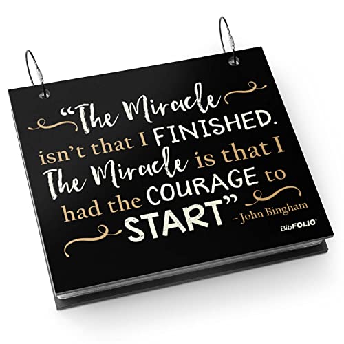 Gone For a Run BibFOLIO Race Bib Album - The Miracle Isn't That I Finished | Wood Cover, Twist Cable Rings, Race Bib Holder, Holds Up to 100 Bibs, Includes 12 Vinyl Sleeves, Marathon Runner Gift - color: The Miracle Isn't That I Finished