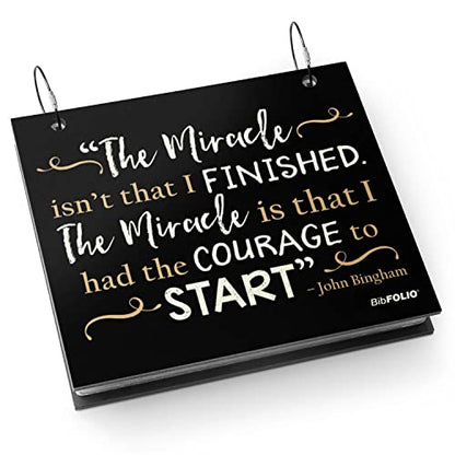 Gone For a Run BibFOLIO Race Bib Album - The Miracle Isn't That I Finished | Wood Cover, Twist Cable Rings, Race Bib Holder, Holds Up to 100 Bibs, Includes 12 Vinyl Sleeves, Marathon Runner Gift - color: The Miracle Isn't That I Finished