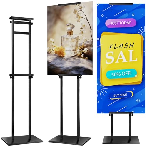 KOOV Poster Stand for Display Pedestal Sign Stand | Double Sided Sign Holder Floor Stand, Non-Slip Base, Heavy Duty, 75" Height Adjustable, 1 Pack - size: Double Pole-1Pack