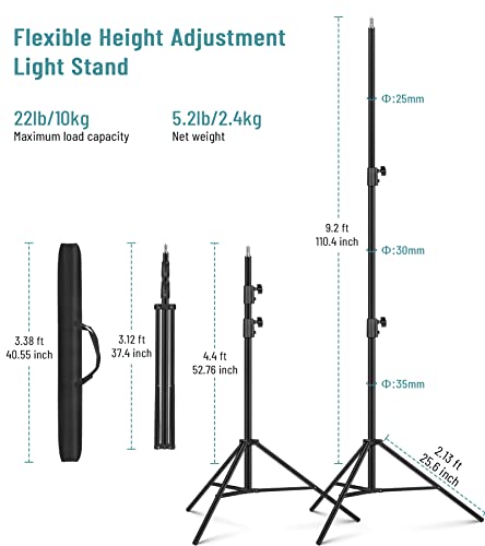 Photography Light Stand Heavy Duty Tripod, Sdfghj 9.2 ft/110''/280cm Aluminum Lighting Stand for Relfectors Photographic Portrait, Softbox, Umbrella, Strobe Light, Flash, Ring Light, with Carry Bag
