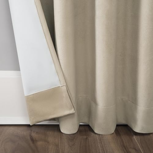 Sun Zero Hampshire Velvet Noise Reducing Thermal Extreme 100% Total Blackout Back Tab/Rod Pocket Curtain Panel, Ecru Off-White, 50" W x 108" L (1 Panel) - color: Ecru Off-white, size: 50"W x 108"L (Pack of 1)