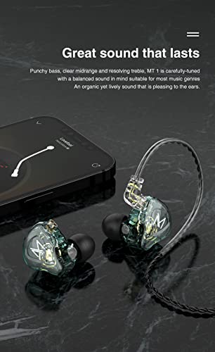 TRN MT1 in-Ear Earphone Headphones, HiFi in-Ear Earphone Earbud with New 10mm Composite Magnetic Dynamic Driver Monitor Earbuds with Detachable C Pin 0.75MM Cable(no mic,Transparent) - color: White, style: 3.5 No Mic