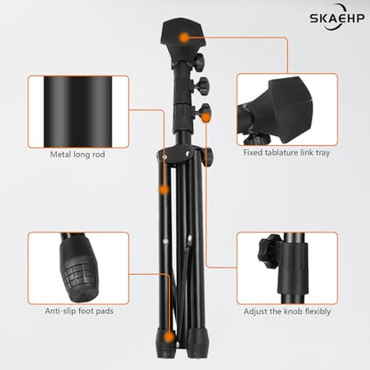 Sheet Music Stand, Metal Portable Music Stand | XL Sheet Music Folder 17" x 14", Carrying Bag, Phone Holder, Light and Clip