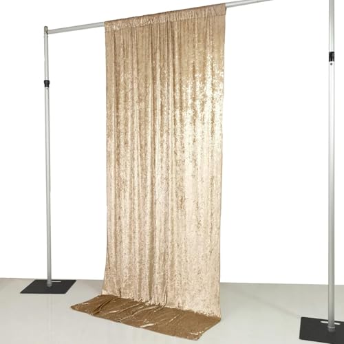 Efavormart Beige Premium Crushed Velvet Backdrop Curtain 5ft x 10ft – Event Drape Panel & Photo Booth Background with Rod Pocket, 70% Blackout - color: Beige, size: 5ft x 10ft