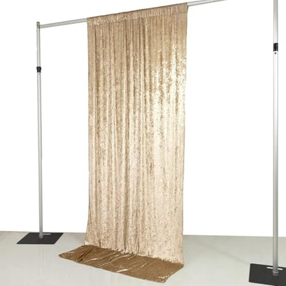 Efavormart Beige Premium Crushed Velvet Backdrop Curtain 5ft x 10ft – Event Drape Panel & Photo Booth Background with Rod Pocket, 70% Blackout - color: Beige, size: 5ft x 10ft