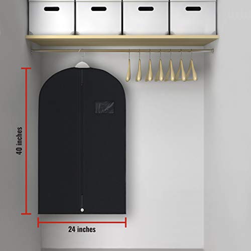 PLX Black Garment Bags for Hanging Clothes Suit Travel Clothing Storage | Closet Organizer for Dresses and Coats Protection, Long Cover with Zipper for Men and Womens Shirts, Fur Coat, Dance Costumes - size: 5 pack black: (2) 54” x 24” & (3) 40” x 24"