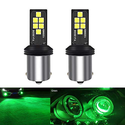 SOCAL-LED LIGHTING 1156 BA15s Green LED Turn Signal Bulb Advanced 3030 SMD Bright Colorful DRL Brake Lamp Parking Tail Light, Pack of 2 - color: Green, size: 1156 BA15s