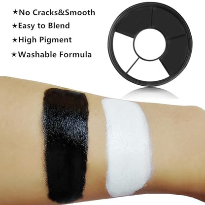 Go Ho Black and White Face Body Paint,Cream Washable Formula Face Painting for Halloween Cosplay,Body Paint SFX Makeup Palette,Professional Skeleton Skull Face Paint - color: White Black