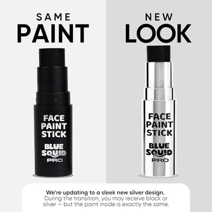 Blue Squid PRO Black Face Paint Stick - Waterproof Body Paint for Adults & Kids Eye Black Baseball, Eyeblack Softball - Vegan Hypoallergenic Twist-Up Non-Toxic Makeup Stick for Cosplay, Sports & SFX - color: Black