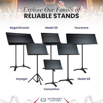 Manhasset Music Stand for Sheet Music - 48 Symphony Model - Long Lasting, Durable Manhasset Stand - Adjustable Height - 26" to 48" - Made in the USA - color: Black, size: Pack of 1