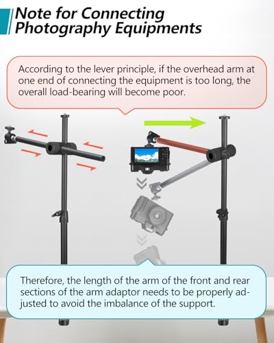 Overhead Camera Mount Desk Stand, Camera Arm Desk Mount Clamp Stand with 360°Adjustable Magic Arm, Webcam Arm Mount Stand w Ballhead Phone Mount for Desk Logitech Microphone Video Light Cell Phone - size: 1DFPGBL