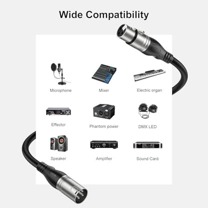 XLR Cable 10ft 10 Packs Microphone Cable with 3-Pin XLR Male to Female | Balanced, Professional Shielded, for Mic, Mixer, Speaker Systems, Radio Station and Podcast, Black - color: Black, size: 10 Feet-10 Pack