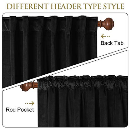 StangH Black Party Backdrops Velvet Curtains W72 x L120 inches 1 Panel | Retro Aesthetic Fullness Window Panels, Room Darkening Soundproof Drapes for Party Backdrops, Large Windows - color: Black, size: 72"W x 120"L (Pack of 1)