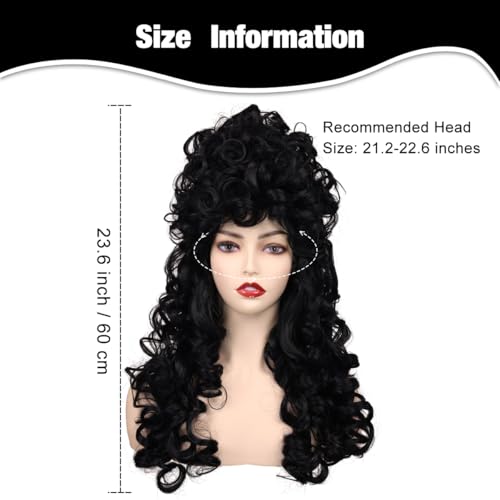 Long Curly Fluffy Cosplay Wig for Women Heat-Resistant Synthetic Fiber Hair Wig for Adult Halloween (Black) - color: Black