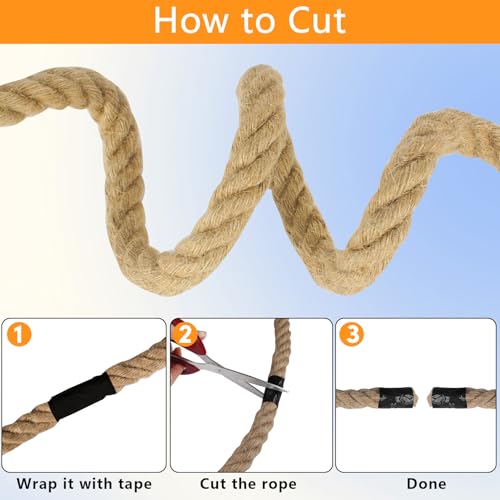 Manila Rope 3/4 Inch X 100 Ft, Natural Hemp Rope 4 Strand Twisted, Thick for Crafts Heavy Duty Multipurpose for Swing Bed, Camping, Tug of War, Docks, DIY Projects. - size: 100 feet, style: 0.75 inch
