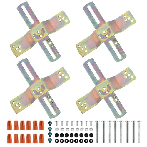 KC&KST 4Pack Light Fixture Mounting Brackets, Adjustable Mounting Plates for 4" Junction Box, Crossbar Set for Wall Light, Ceiling Light, Chandelier, Pendant (Style 2-Color zinc-4PC) - style: Style 2-Color zinc-4PC