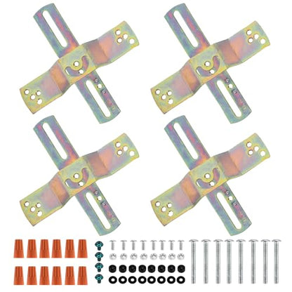 KC&KST 4Pack Light Fixture Mounting Brackets, Adjustable Mounting Plates for 4" Junction Box, Crossbar Set for Wall Light, Ceiling Light, Chandelier, Pendant (Style 2-Color zinc-4PC) - style: Style 2-Color zinc-4PC