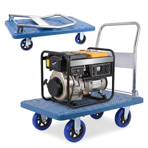 Doppy Push Cart Dolly 660 lbs, Foldable Moving Platform Truck with Swivel Wheels for Loading, Storage, Warehouse