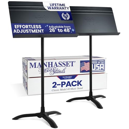Manhasset 48 Symphony Music Stands for Sheet Music - Pack of 2 - color: Black, size: Pack of 2