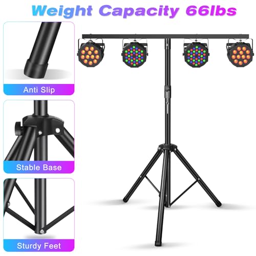 U`King Products Dj Light Stand, Light Stand Tripod, Pro Audio DJ Lighting Tripod, Affordable Metal Stand with Crossbar, T-Bar Lighting Stand (39-70 inch)-4Stand