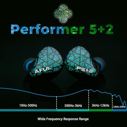 HiFiGo AFUL Performer 5+2/7 IEMs, 1 Micro Planar+2DD+4BA in-Ear Monitor with 3D Printed Acoustic Tube Structure, HiFi Wired Gaming Earbuds with 3.5mm Jack Detachable Cable for HiFi Music (3.5mm)