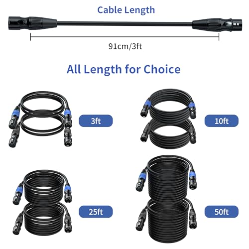 SMALL-EYE 5 Pin DMX Cables 3 ft 2-Pack, 4-Core Male to Female - size: 3 feet -2 Packs