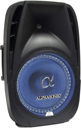 Pair Alphasonik All-in-one 10" Powered 1000W PRO DJ Amplified Loud Speakers with Bluetooth USB SD Card AUX MP3 FM Radio PA System LED Lights Karaoke Mic Guitar Amp 2 Tripod Stands Cable and Microphone