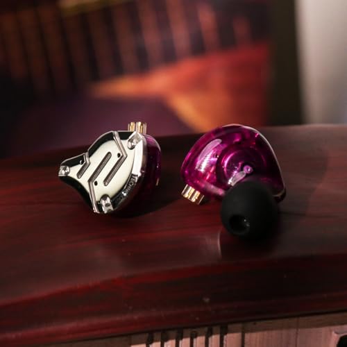 Linsoul KZ ZS10 Pro, 4BA+1DD 5 Driver in Ear Monitor, HiFi Wired Earbuds, Gaming Earbuds, Hybrid IEM Earphones with Stainless Steel Faceplate, Detachable Cable for Musician (Without Mic, Purple) - color: Purple, style: Without Mic