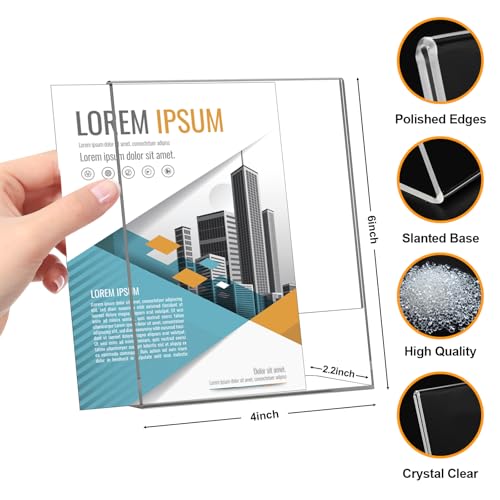 Acrylic Sign Holder 4x6, 22 Pack Clear Plastic Table Paper Display Stand, L-Shape Vertical Menu Holder Stand, Clear Picture Photo Flyer Display Stand for Restaurants, Store Show, Office Deskt - size: 22 Pack-L Shape-4X6
