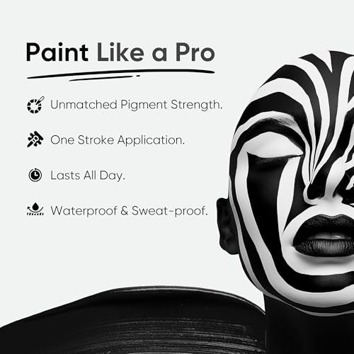 Blue Squid PRO Black Face Paint Stick - Waterproof Body Paint for Adults & Kids Eye Black Baseball, Eyeblack Softball - Vegan Hypoallergenic Twist-Up Non-Toxic Makeup Stick for Cosplay, Sports & SFX - color: Black
