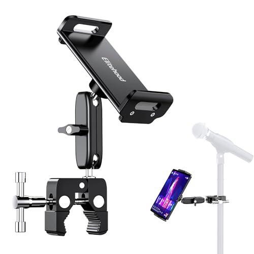 elitehood Universal iPad Mount Clamp, Metal Clip On Tablet Holder for Mic - size: 6in - Dual Ball Joint