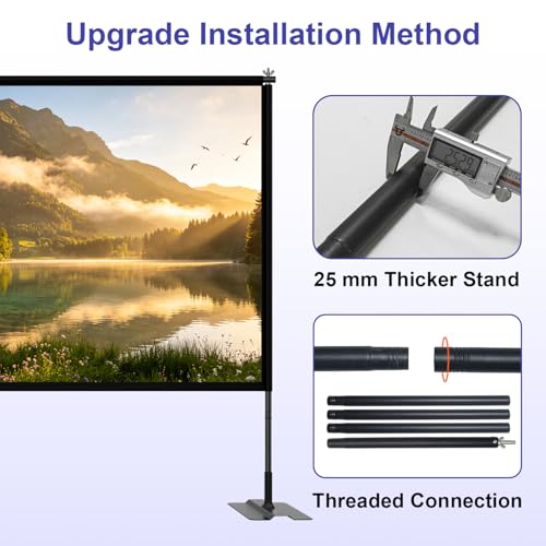 Wootfairy 120inch Portable Projector Screen Stand Heavy Iron Plate Base | Foldable Wrinkle-Free 16:9 4K Front/Rear Projection Movie Screen with Carry Bag for Indoor Outdoor Sport Game Viewing Camping