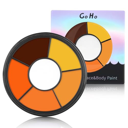 Go Ho 6 Colors Orange Face Body Paint,Cream Washable Formula Face Painting for Halloween Cosplay,Body Paint SFX Makeup Palette,Professional Face Paint White Orange Yellow Makeup - color: 6 Colors Orange Yellow makeup