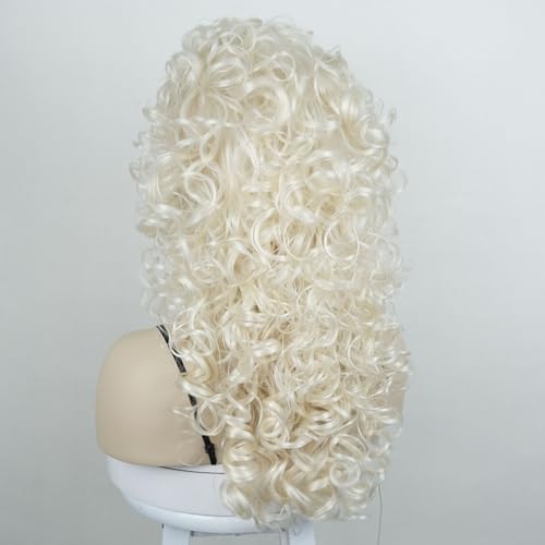 Aimole Long Curly Wigs Synthetic Pale Blonde Cosplay Women Wig Heat Resistant Hair (614) - color: 614 Pale Blonde