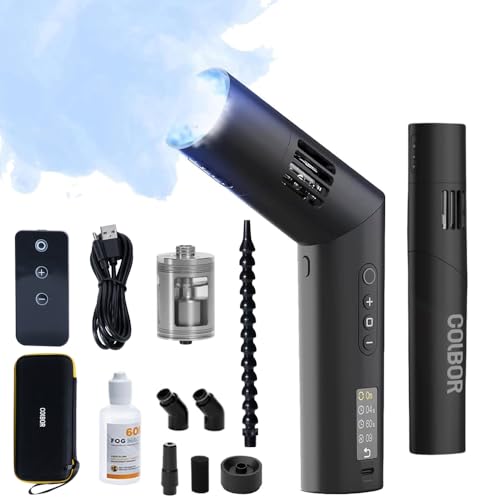 COLBOR Fog Machine CF5 Cine Flare Battery Handheld Portable Smoke Machine | with Lights and Fan Foldable Body 25 Levels Density Wireless Remote Control Fogger for Photography Parties Weddings