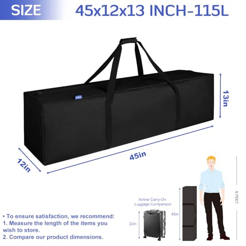 INFANZIA 45in Large Travel Duffel Bag, 600D Water Resistant Foldable, 115L | Sport Luggage Bag with Upgrade Zipper, Foldable Equipment Storage Bag, for Moving Camping Tent Tripod Fishing - size: 45x12x13 inch-115L
