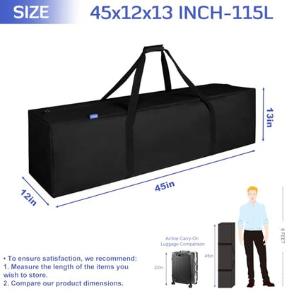 INFANZIA 45in Large Travel Duffel Bag, 600D Water Resistant Foldable, 115L | Sport Luggage Bag with Upgrade Zipper, Foldable Equipment Storage Bag, for Moving Camping Tent Tripod Fishing - size: 45x12x13 inch-115L