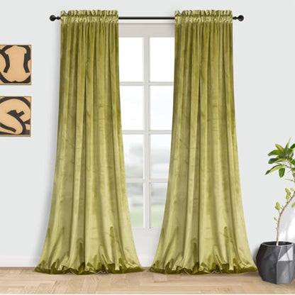 Roslynwood Velvet Curtain Cyan Yellow 63 inch Long - Curtains Block Light Super Soft Luxury Thermal Insulated Rod Pocket Window Drapes Panels for Living Room/Bedroom, 52 by 63 Inch, 2 Panels - color: Cyan Yellow, size: 52"W x 63"L (Pack of 2)